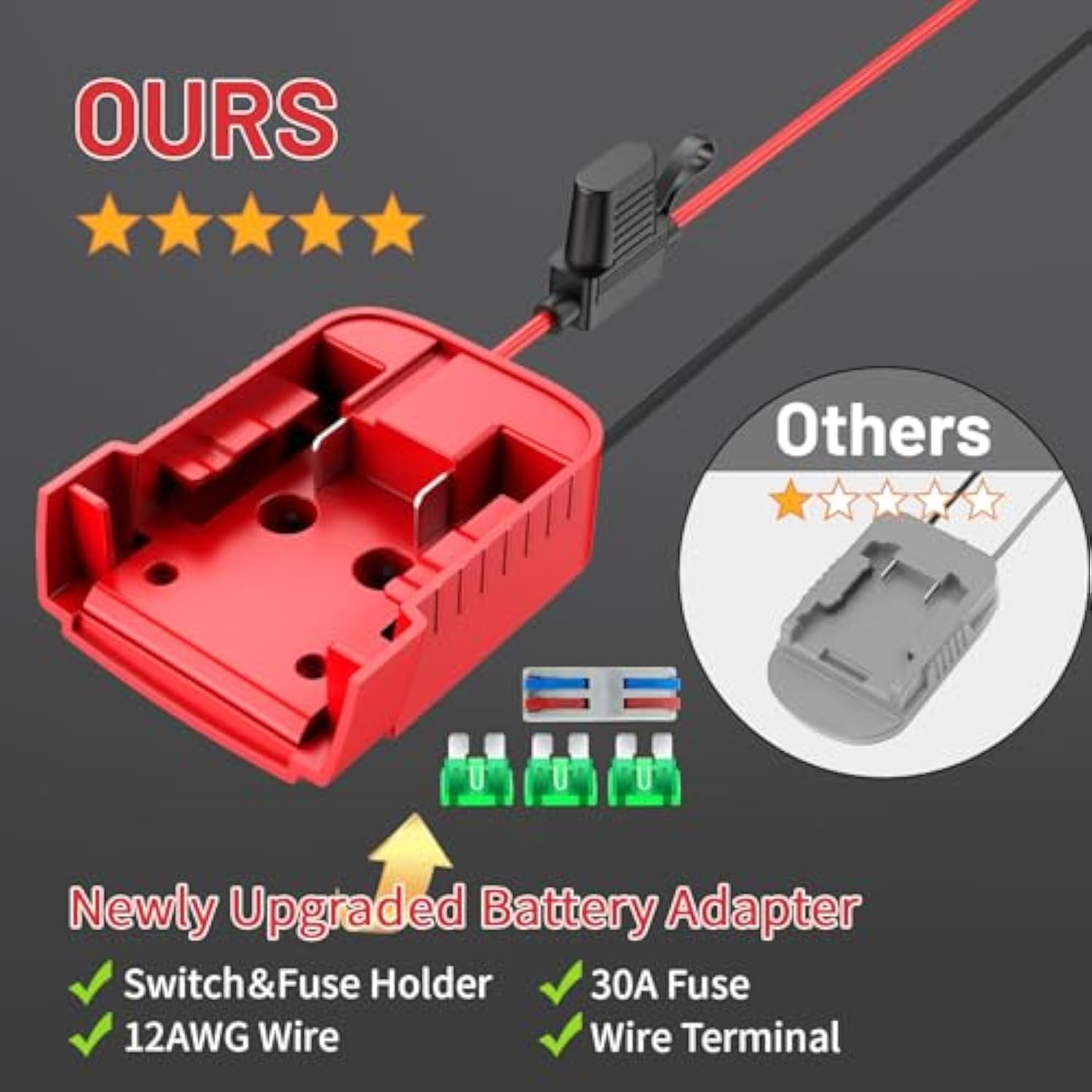 2 Pack For Power Wheel Adapter Compatible With Milwaukee 18V Battery, Converter Kit With Built-In Switch, Fuse Holder, Wire Terminals, 12Awg Wire For Diy Rc Cars