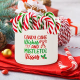 Christmas Candy Dish Mini Ceramic Bowl, Merry Xmas Candy Cane Wishes Tiered Tray Decor, Winter Berry Leaves Sweets Table Shelf Accents Gift For Farmhouse Home Kitchen (Mistletoe Kisses)