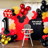 6 Pc Mouse 1st Birthday Decorations 40" Black ONE Foil Balloon for Baby Party