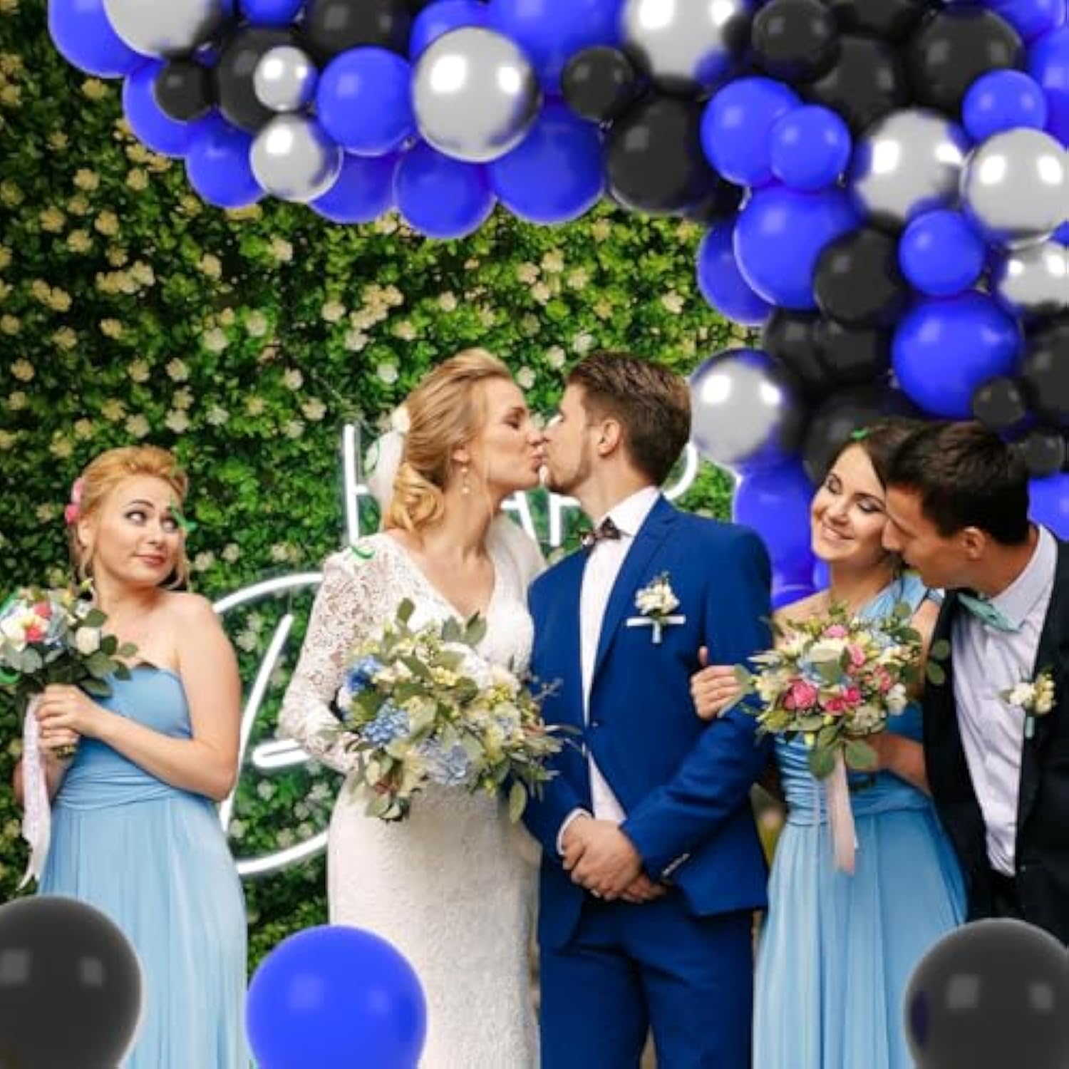 Royal Blue Black Silver Balloon Garland Arch Kit - 121Pcs Royal Blue A