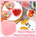 12 Pcs Pink Heart Shaped Food Storage Containers 34 Oz Plastic Seasoning Plates Dessert And Lunch Box Valentine'S Day Heart Box With Clear Lid For Valentine Kitchen Restaurant Fruit Vegetable Food