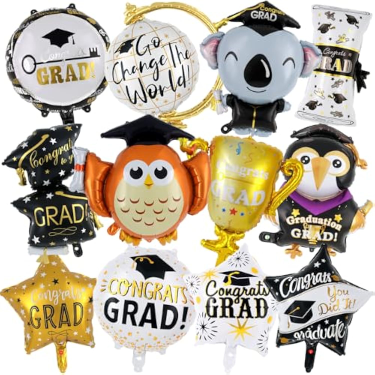 12 Pcs Graduation Party Balloons, Congrats Grad Aluminum Foil Balloons, 2025 Graduation Party Decorations,Graduations Foil Balloons For College High School 2025 Graduations Party Supplies