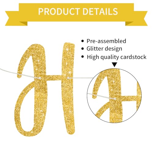 Pre-Strung Glitter Gold Happy Anniversary Banner Wedding Decor