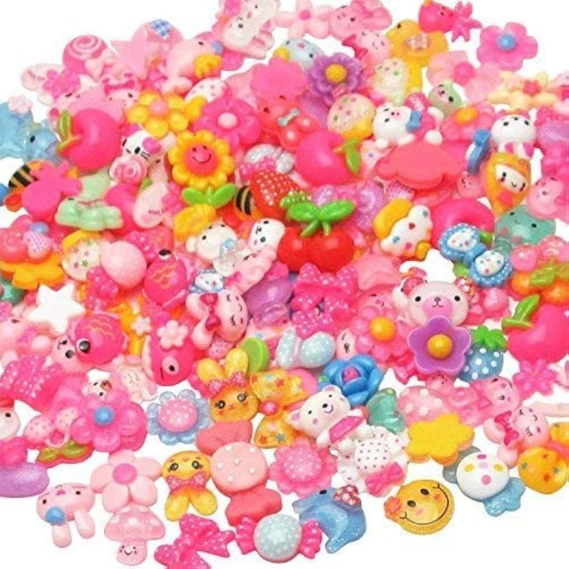 Libiiine 100Pcs Mix Lots Flatback Resin Buttons Flat Back Scrapbooking Resin F