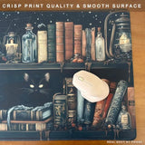 Mystic Grimoire Desk Mat - Black Cat On Bookshelf Large Mouse Pad- Gothic Library With Skull Bottles Extended Desk Pad- Dark Academia Starry Night Xl Mouse Pad For Gaming Study Work 31.5 * 15.7In