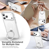 Frosted White Magnetic Case with Ring Stand for iPhone 17 Pro