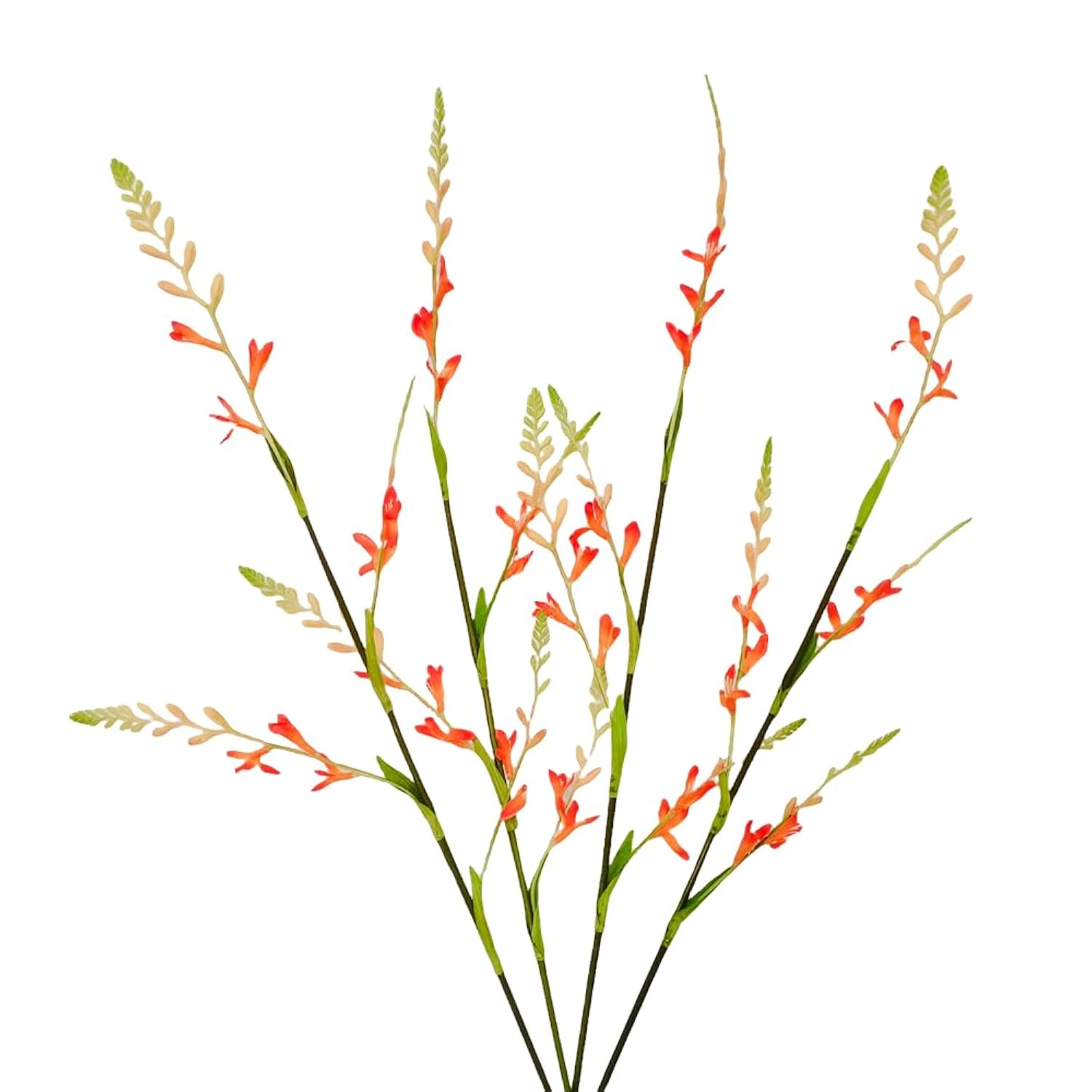 Artificial Plant Flowers, 4 Bouquets Of Long-Stemmed Freesia, Suitable For Home Diy Flower Arrangement, Wedding Party Table Decoration (Golden Red) (4, Golden Red)