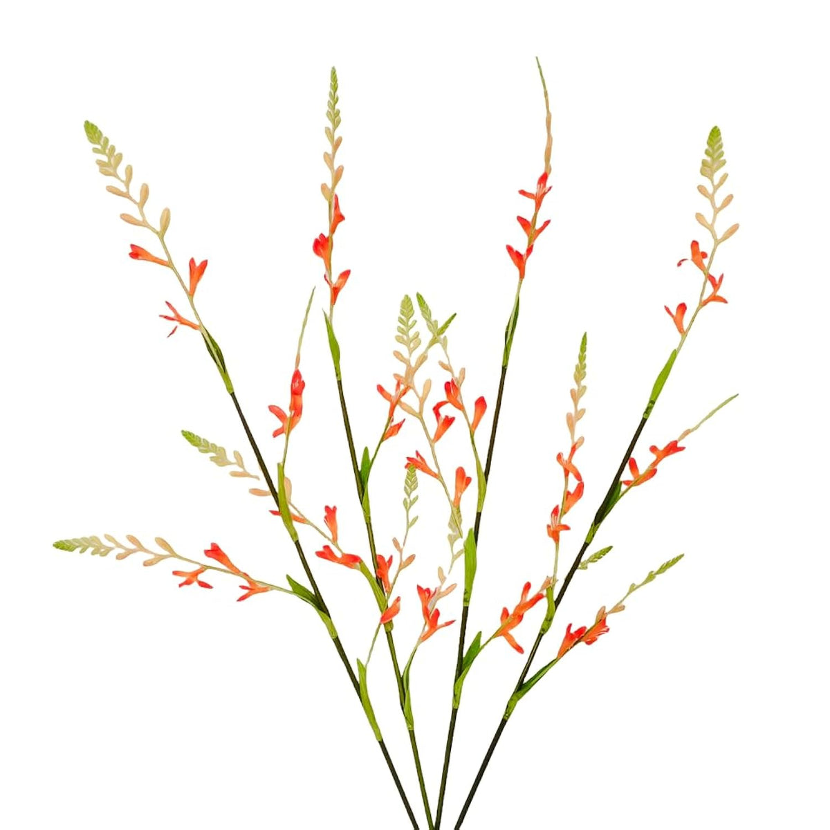Artificial Plant Flowers, 4 Bouquets Of Long-Stemmed Freesia, Suitable For Home Diy Flower Arrangement, Wedding Party Table Decoration (Golden Red) (4, Golden Red)