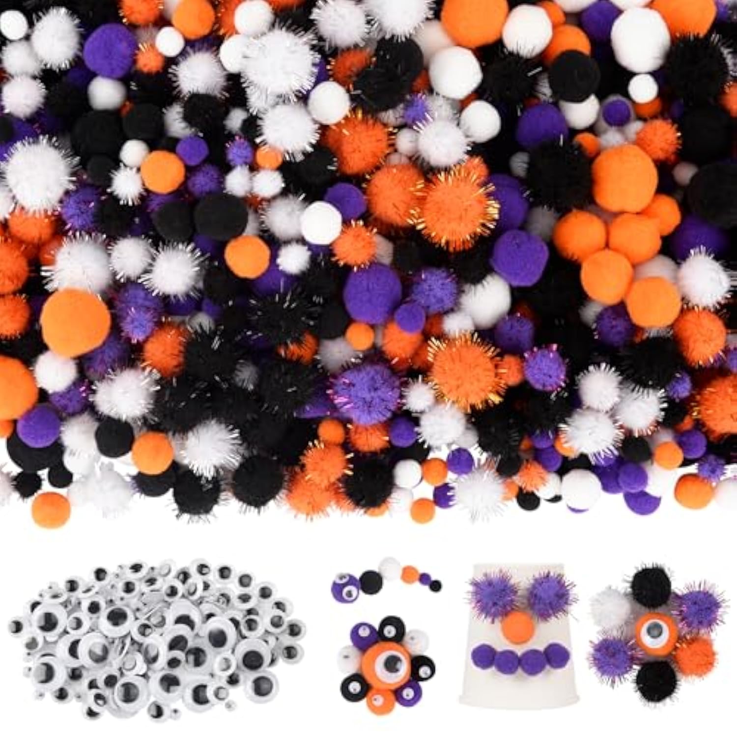 Halloween Craft Pom Poms with Wiggle Eyes: DIY Party Decorations