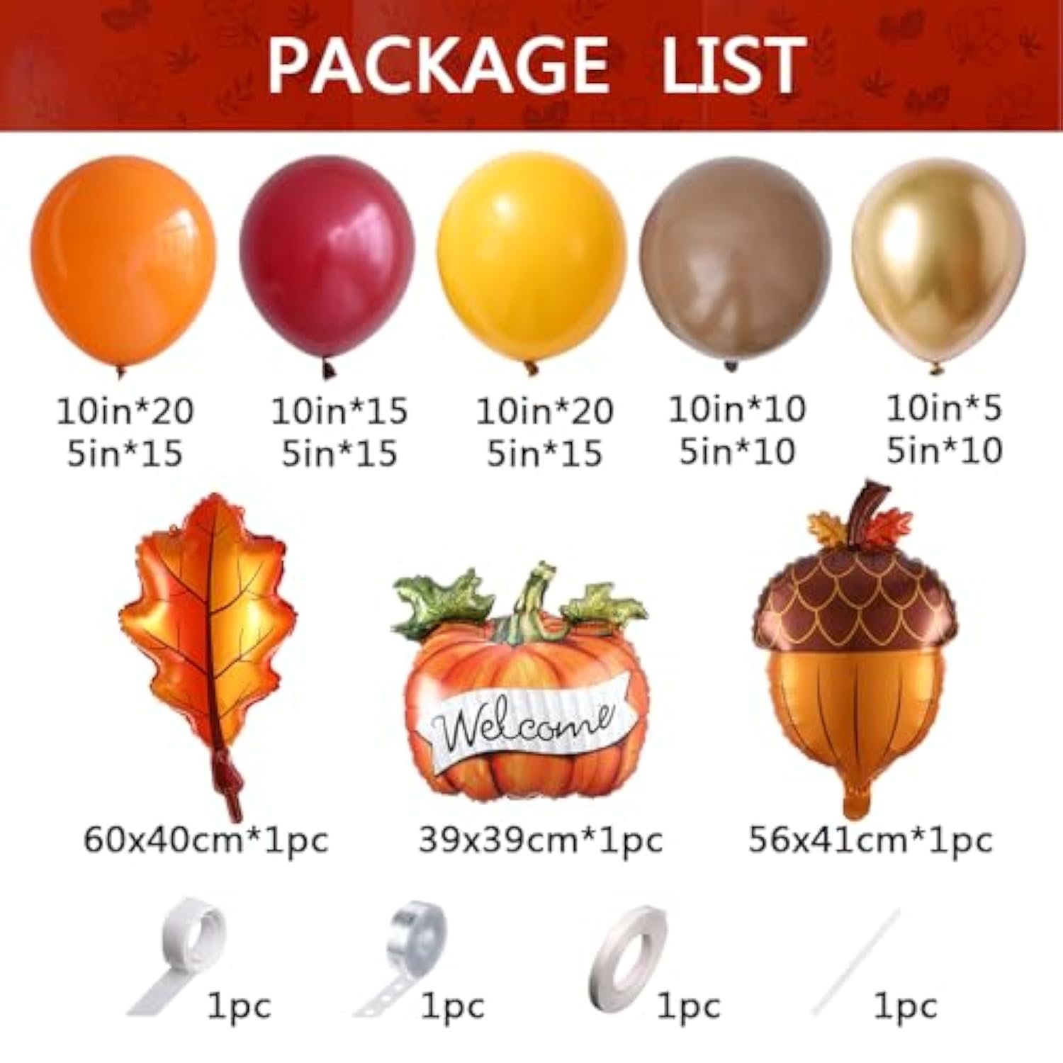 Fall Balloon Arch Kit: Thanksgiving Pumpkin & Leaf Garland