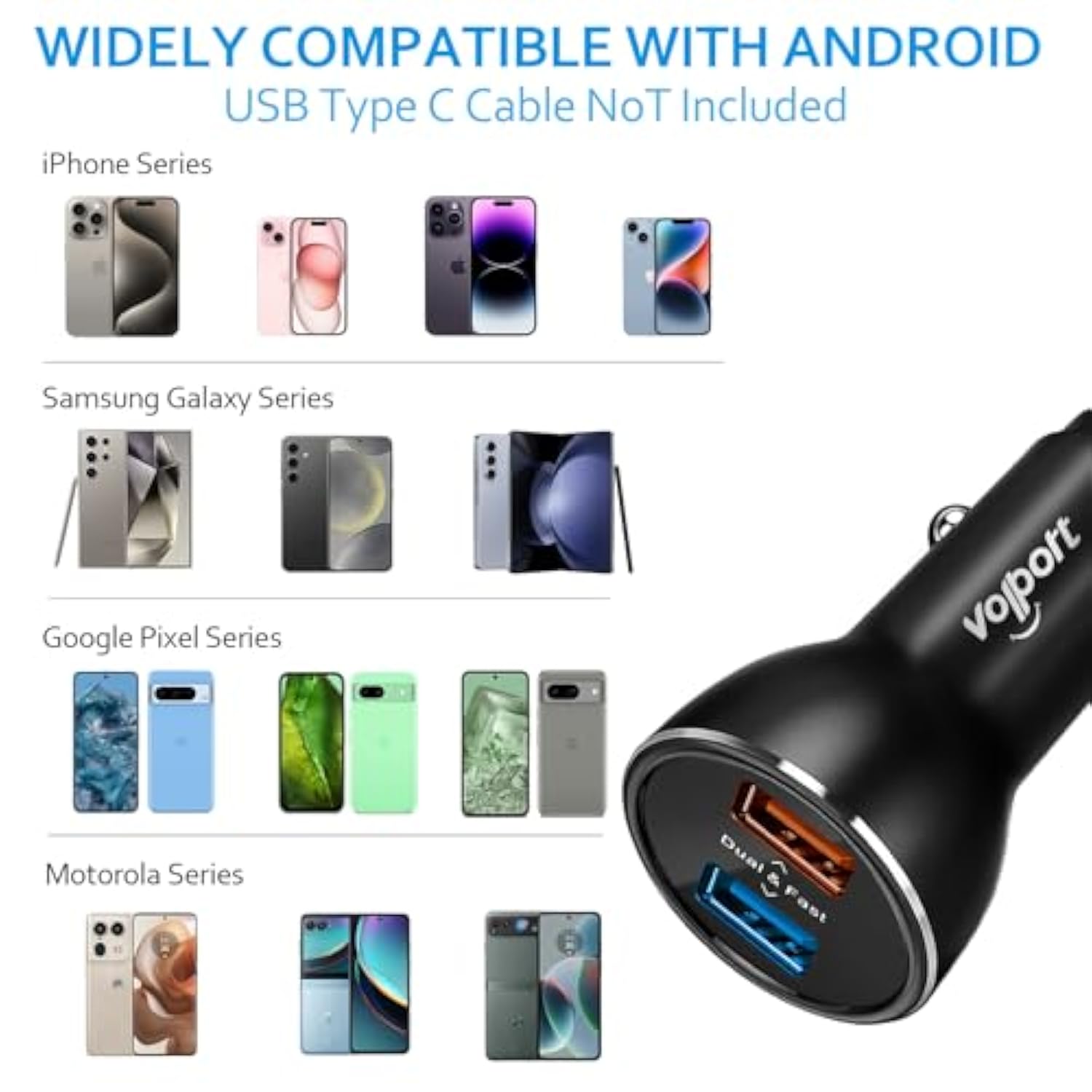 Dual Usb Car Charger: 39W All-Metal Cigarette Lighter Adapter - Black Mini Carro Charging With 2 Quick Charge 3.0 Usb-C Port For Iphone Samsung Galaxy Lg Google Pixel Moto Phone