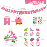 Dinosaur Birthday Party Supplies For 2 Year Old Girl, Two Rex Pink Dinosaur Dino Party Decorations For Girls Baby - Backdrop, Banner, Toppers, Cupcakes Wrappers, Balloons And Tablecloth