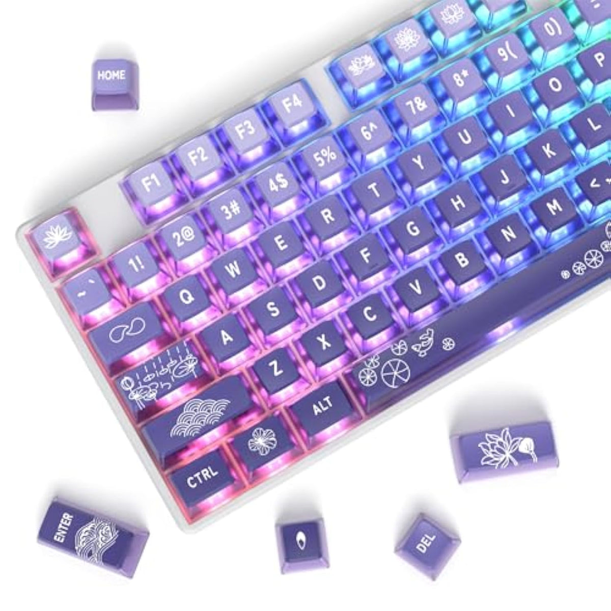Pudding Pbt Keycaps For 75 Percent Keyboard, 120-Keys Transparent Keycaps Asa