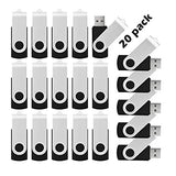 16Gb Usb Flash Drive 20 Pack Usb Drive Thumb Drive Bulk Usb Stick Swivel For Data Storage, Black