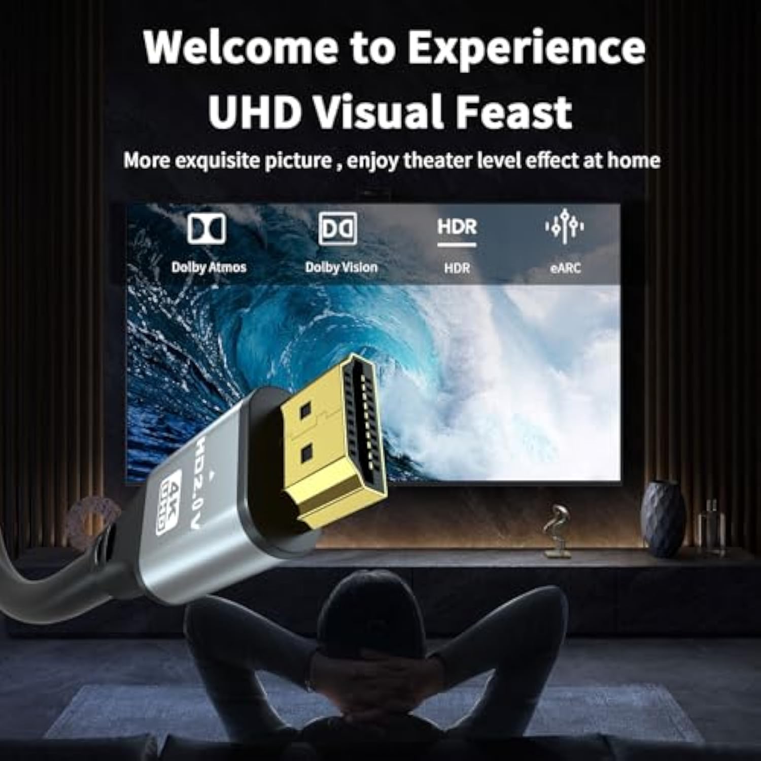 Hdmi Cable 30Ft, 4K@60Hz, 18Gbps High Speed Hdmi 2.0 Cord, Ultra Hd,Ethernet A