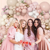 173Pcs Boho Dusty Pink Balloon Arch Garland Kit, Neutral Baby Pink Ivory White Sand Nude Rose Gold Confetti Balloons For Girl Baby Shower Gender Reveal Wedding Birthday Party Decorations