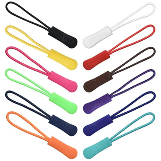 120Pcs 12 Color Colorful Zipper Pulls Nylon Cord Zipper Tag Extension