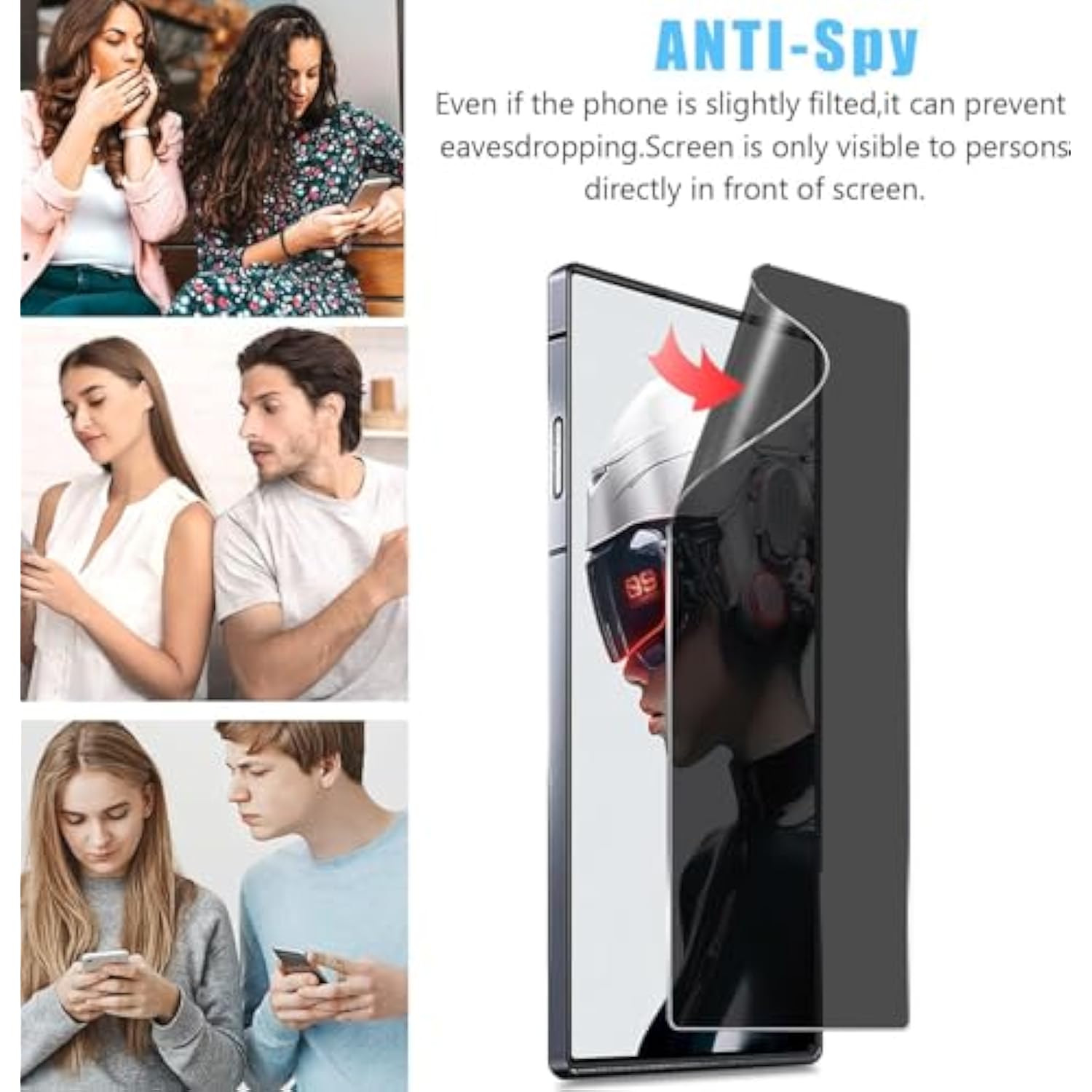 2+2 Pack For Nubia Red Magic 10 Pro/10 Pro+ Privacy Screen Protector[Not Glass]+Tempered Glass Camera Lens Protector,Flexible Tpu Film, Anti-Spy Screen Protector For Red Magic 10 Pro/10 Pro+