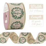 Merry Christmas Rustic Chrsitmas Wreath Ribbon 2.5 Inch For X-Mas Tree, Wreaths, Bows, Gift Wrapping, Home Decor Crafts-10 Yards