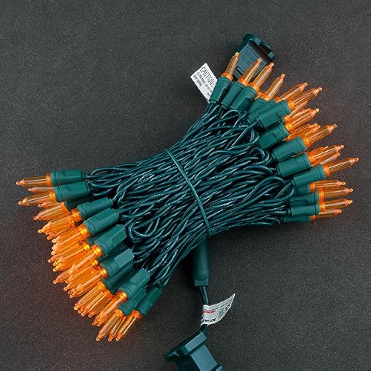 100 Orange One-Piece T5 Led Christmas Lights, 33 Ft High Waterproof Ul Certified Green Wire String Lights (Orange)