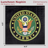 Havercamp Official U.S. Army Party for 16 guests; includes 16 ea. Lg. 9 inch Paper Plates and Napkins in the Official U.S. Army Crest
