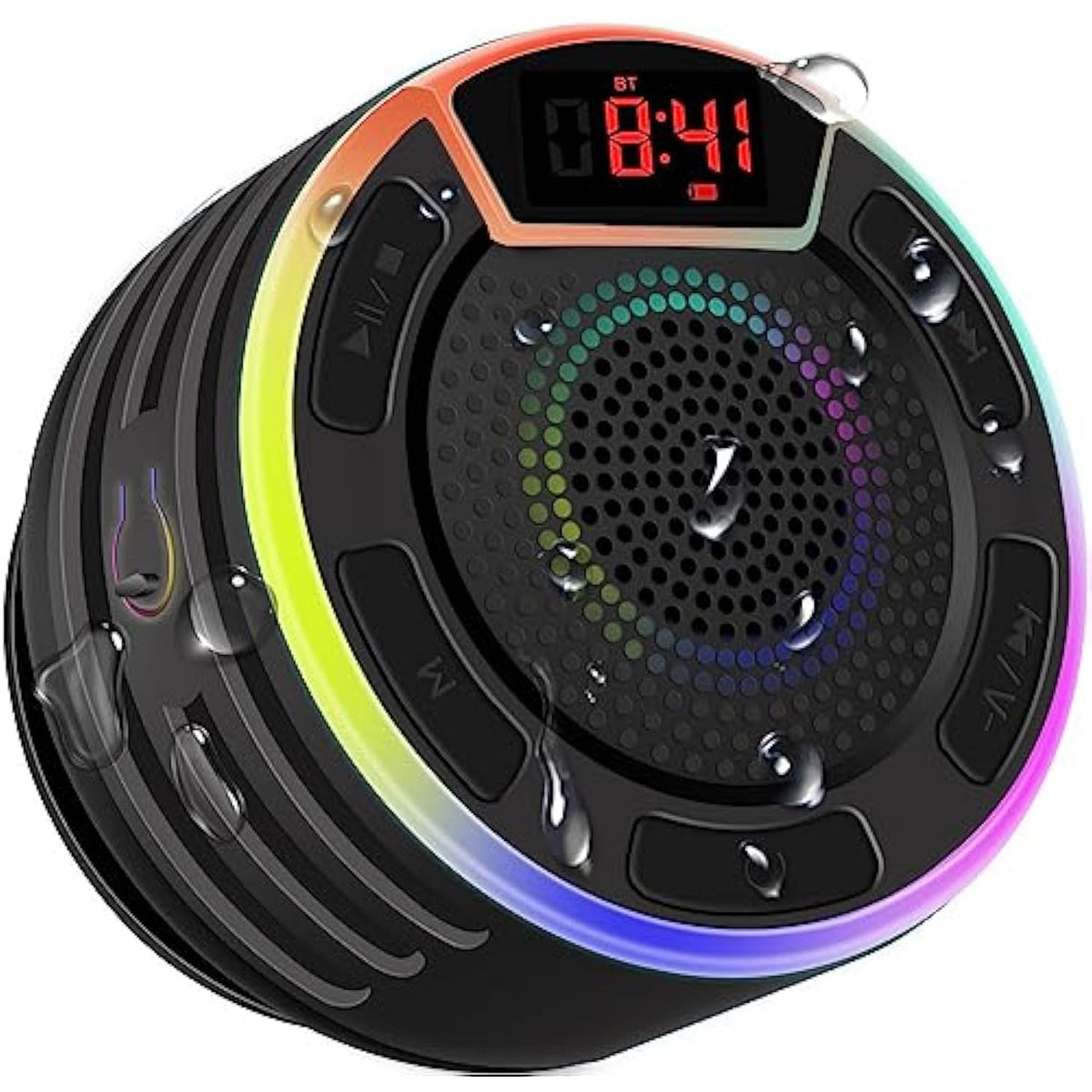 Bluetooth Speakers, Ipx7 Waterproof Shower Speaker, Portable Speaker With Led Display, Fm Radio, Suction Cup, Light Show, Built-In Mic, Best Gifts For Pool Beach Home Party Travel Outdoors