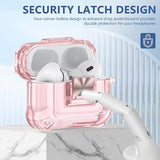 For Airpods Pro 2Nd Generation Clear Case Cover With Secure Lock Clip Full Drop Protection,High-Transparent Soft Tpu Material And Equiped With Cleaner Kit (Pink)