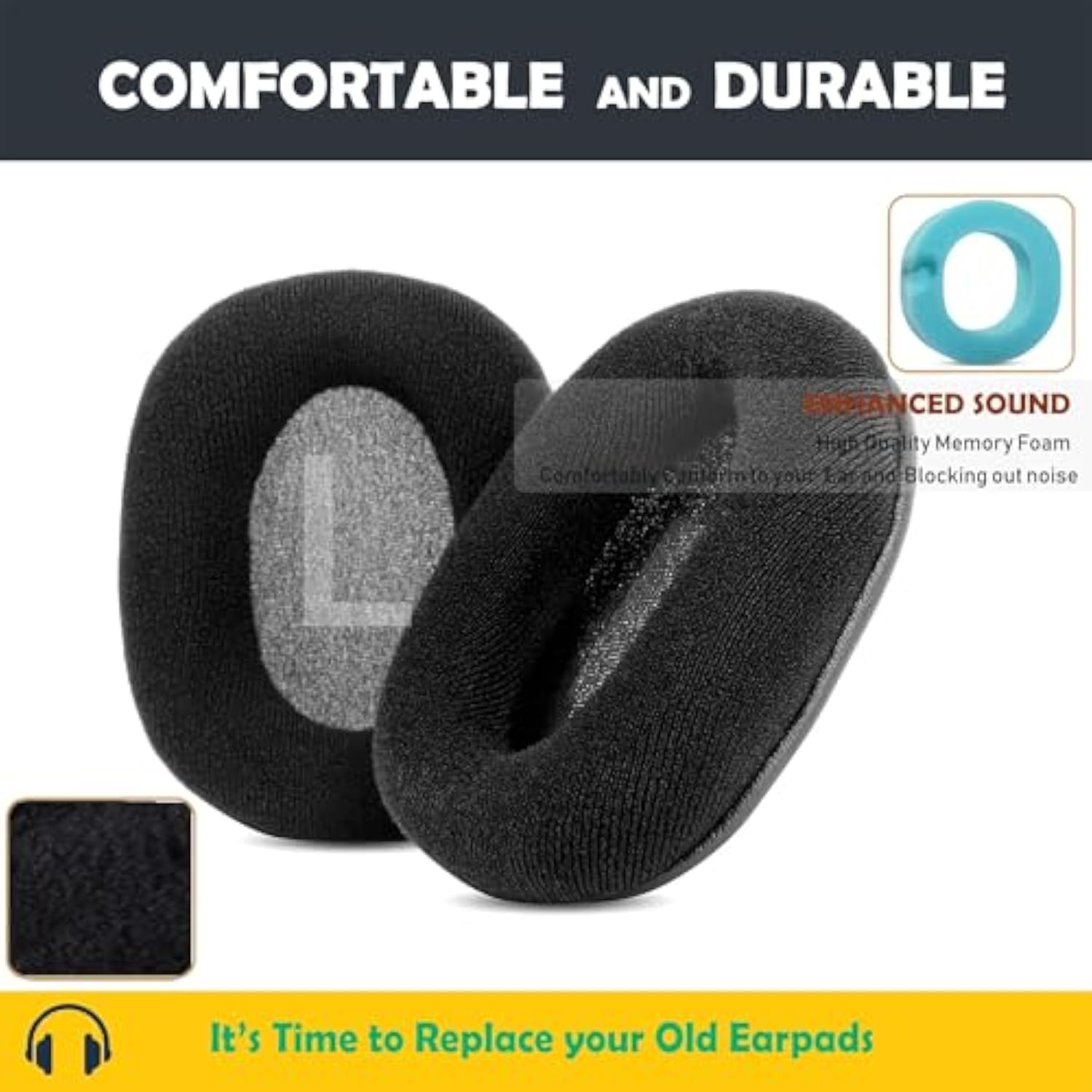 T6 Earpads Cushion Replacement With Soft Fabric For T6S /Bluedio T6/ T6C /T7/ T7+ Headphones