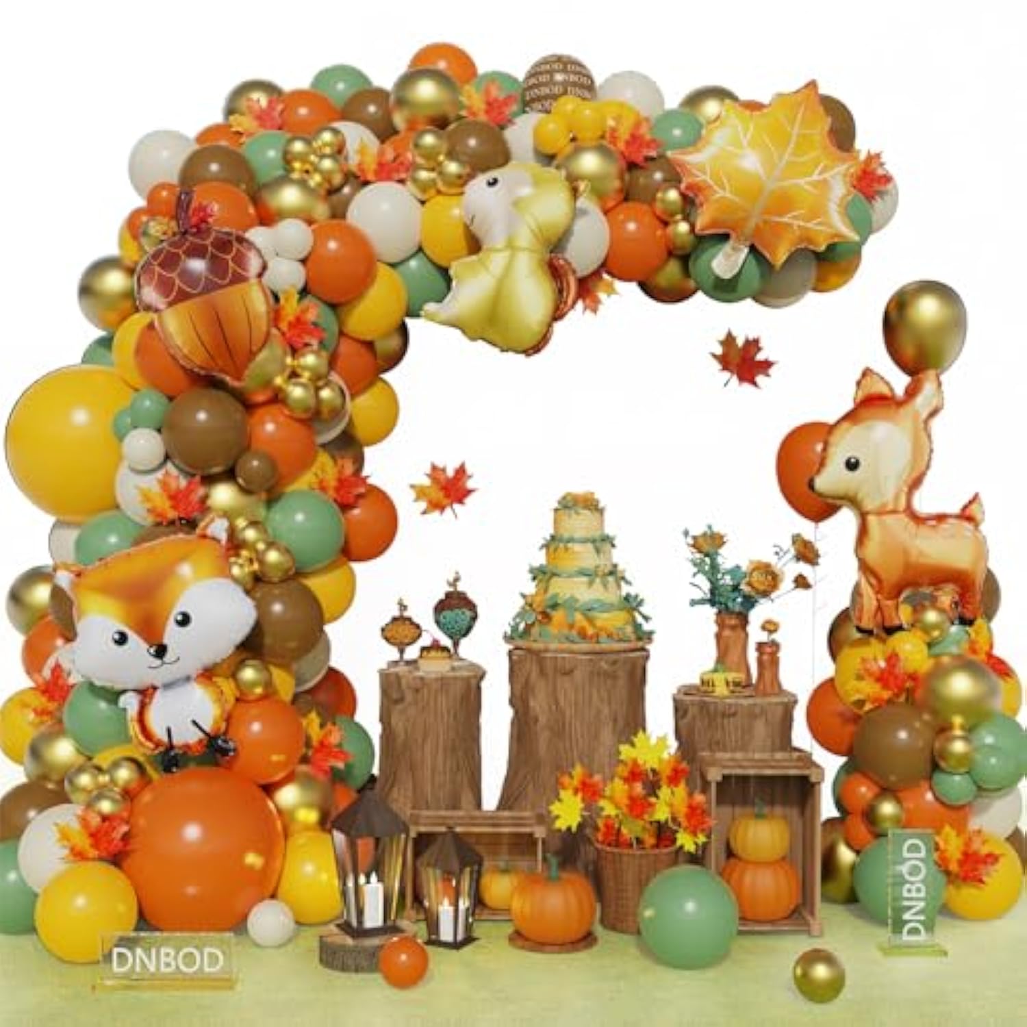Woodland Balloon Arch Kit 159PCS Sage Green Brown Gold Balloons with Forest Animal Decorations