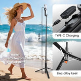 Magnetic Phone Tripod,76" Auto-Open Phone Stand with Metal Ring & Rechargable Remote,Portable Selfie Stick with Magnetic Holder for