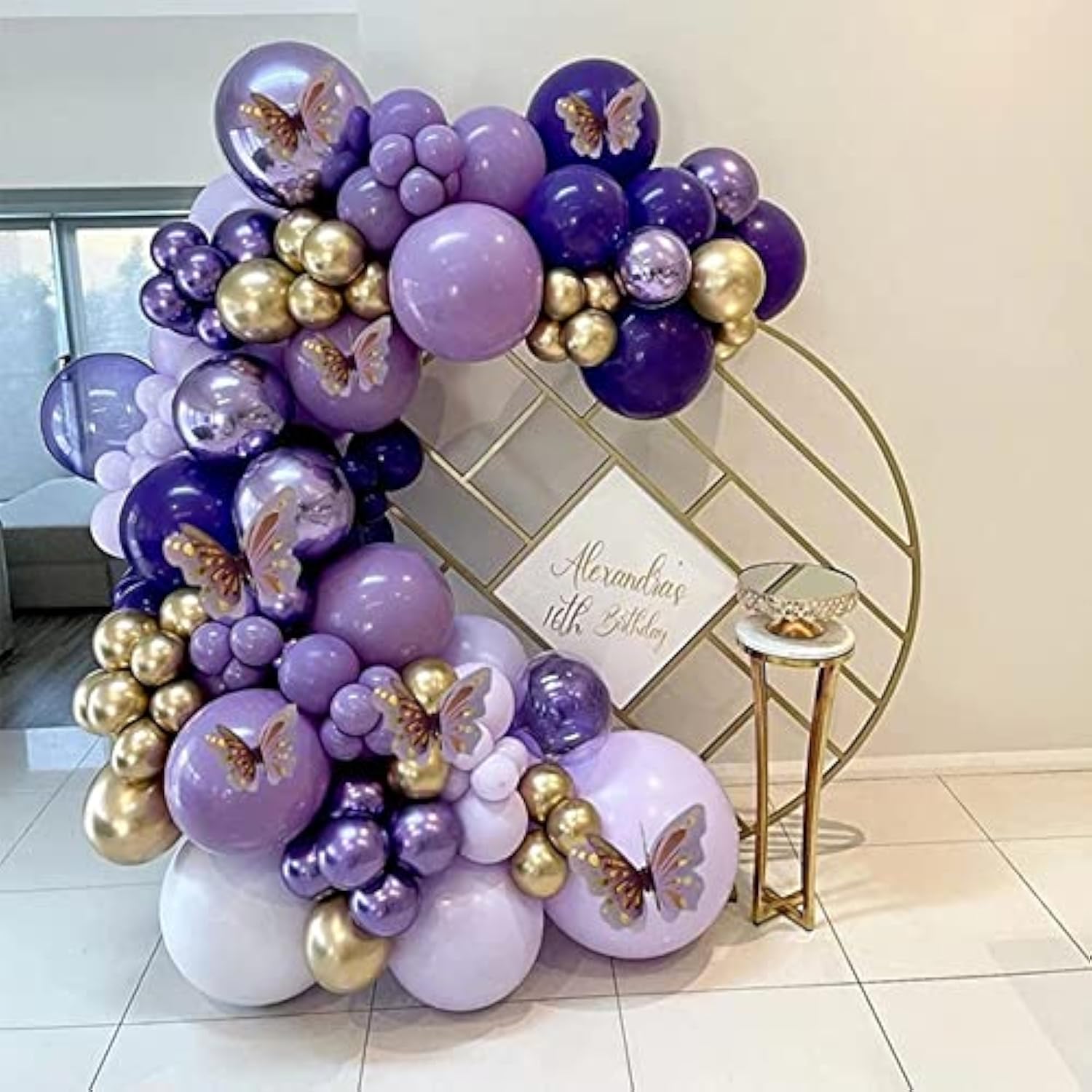 Purple Balloon Garland Kit Dark Gold Lavender for Baby Girl Princess Birthday Party Decor