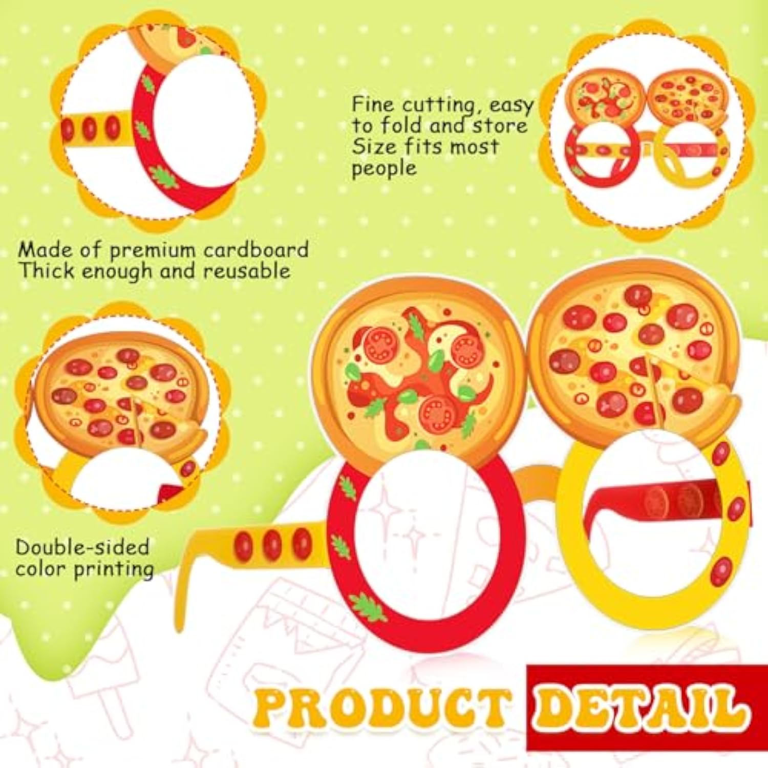 36 Pcs Food Party Decorations Donut Paper Glasses Ice Cream Photo Booth Props Popcorn Theme Eyeglasses Snack Supplies Candy Favors Food Theme Birthday Party Gifts