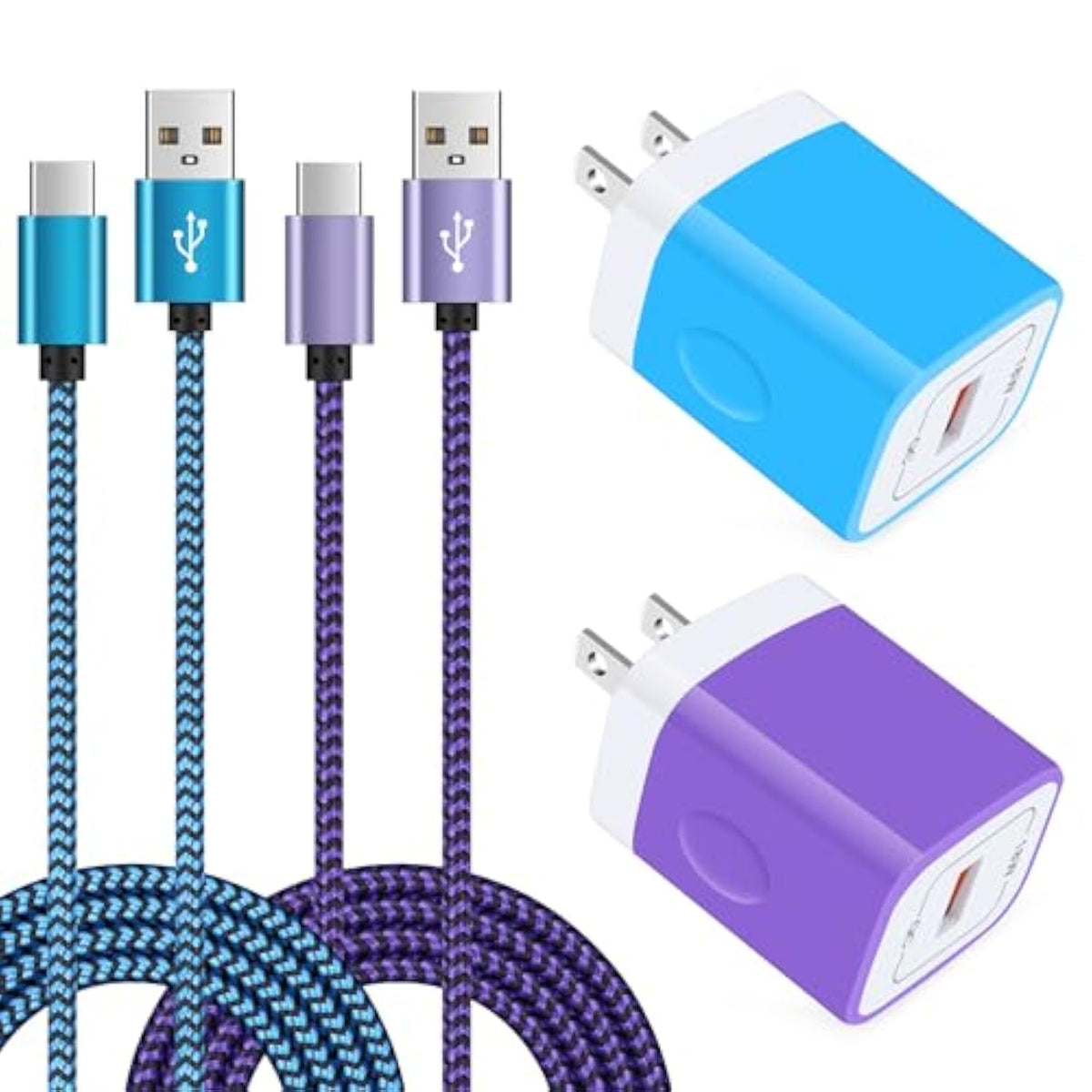 Fast Charger Block Wall Pug Type C Charger Cable Quick Phone Charger For Samsung Galaxy S24 S23 S22 S21 S20 Ultra Fe 5G Plus S10 S10E S9 S8 Note 20 10 9 8, A53 5G A52 A42 A32 A13 A14 A51 A71 A20 A03S