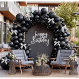 Double Stuffed Black Balloons Various Sizes Arch Garland Kit With White Bow