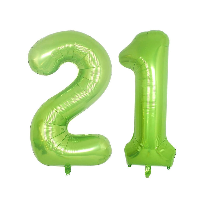 Green Foil 40 In 21 Helium Jumbo Number Balloons, 21St Birthday Decora