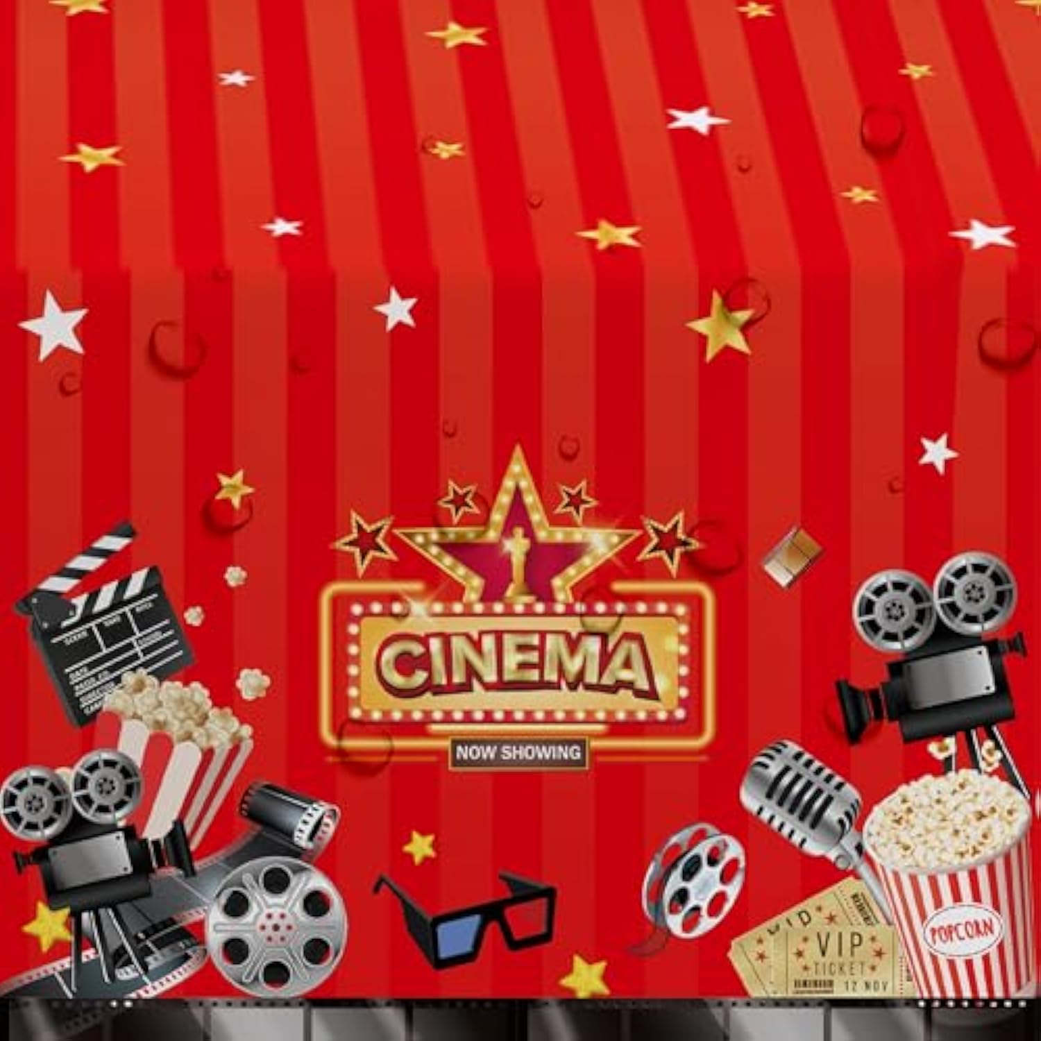Movie Night Party Tablecloths Supplies, Disposable Movie Party Decorations Table Cover, Red Carpet Awards Ceremony Theme Birthday Table Cloths, 3 Pack, 54In X 108In