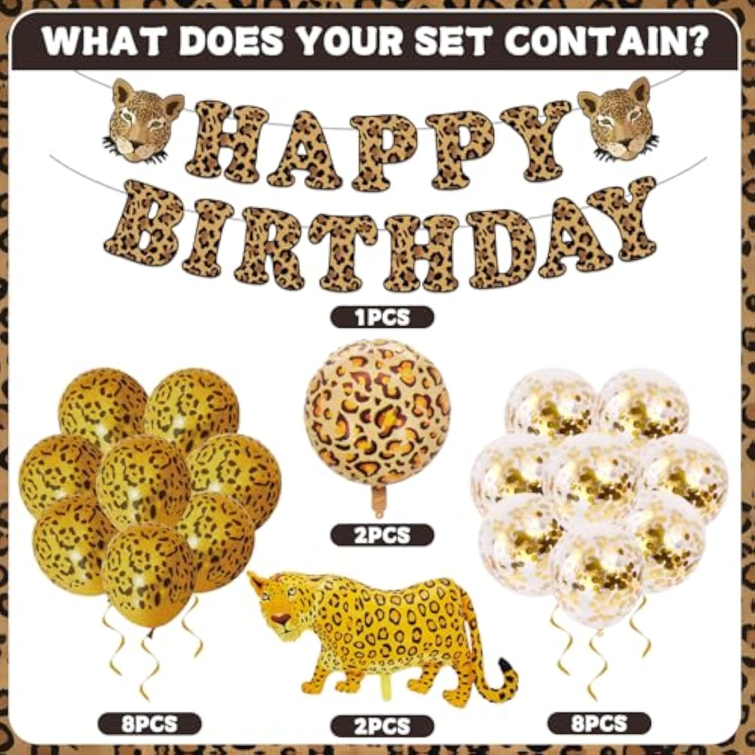 21 Pcs Cheetah Birthday Party Decorations Leopard Happy Birthday Banner Cheetah Gold Balloons Leopard Balloons For Boy Girl Baby Shower Party Supplies