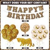 21 Pcs Cheetah Birthday Party Decorations Leopard Happy Birthday Banner Cheetah Gold Balloons Leopard Balloons For Boy Girl Baby Shower Party Supplies
