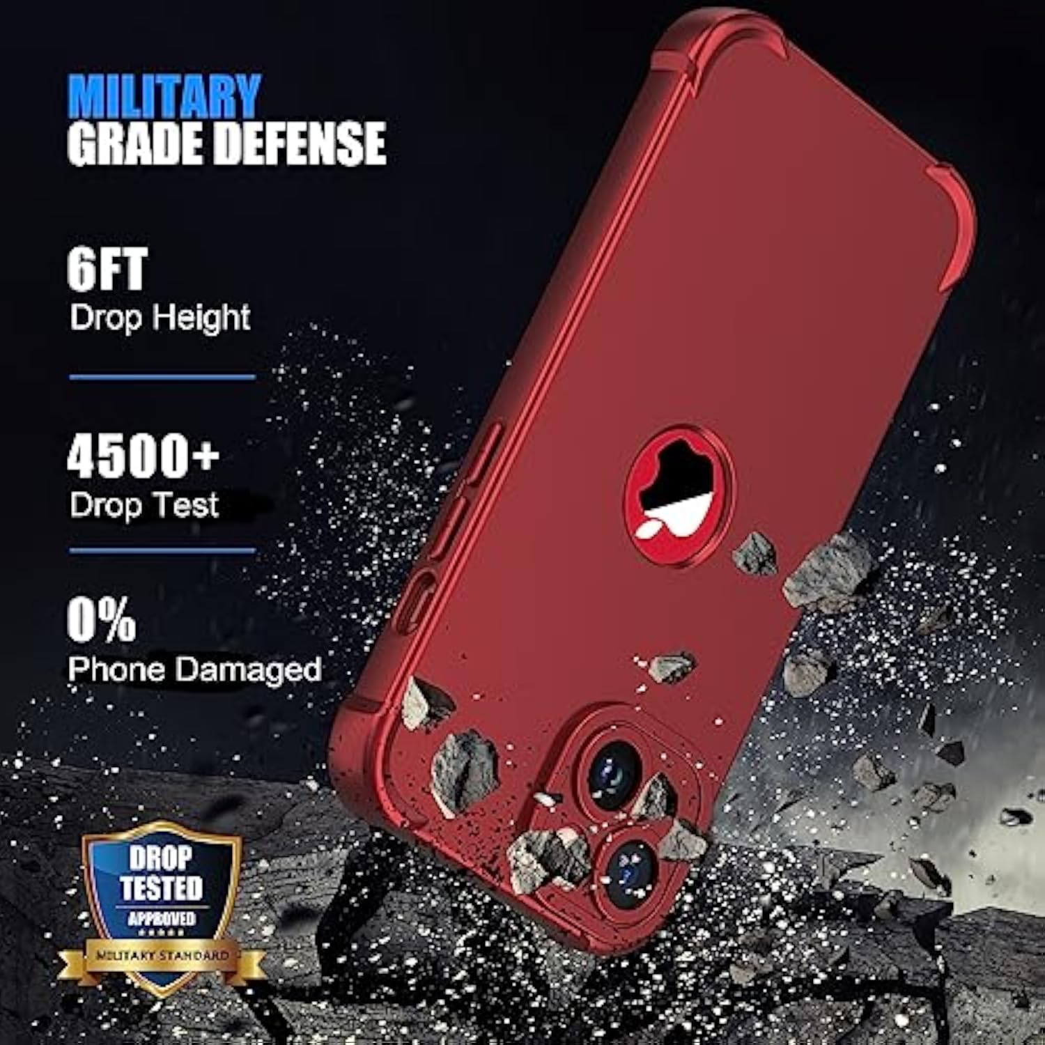 Triple Protection for iPhone 14 - 3 in 1 Case with 2 x 9H Screen Protectors, Red