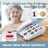 Large Button Phones For Seniors, Land Line Phones For Elderly - Big Button Home Telephone For The Visually Impaired, 110Db+ Amplified Ringer & 80Db+ Handset Volume For The Hearing Impaired House Phone