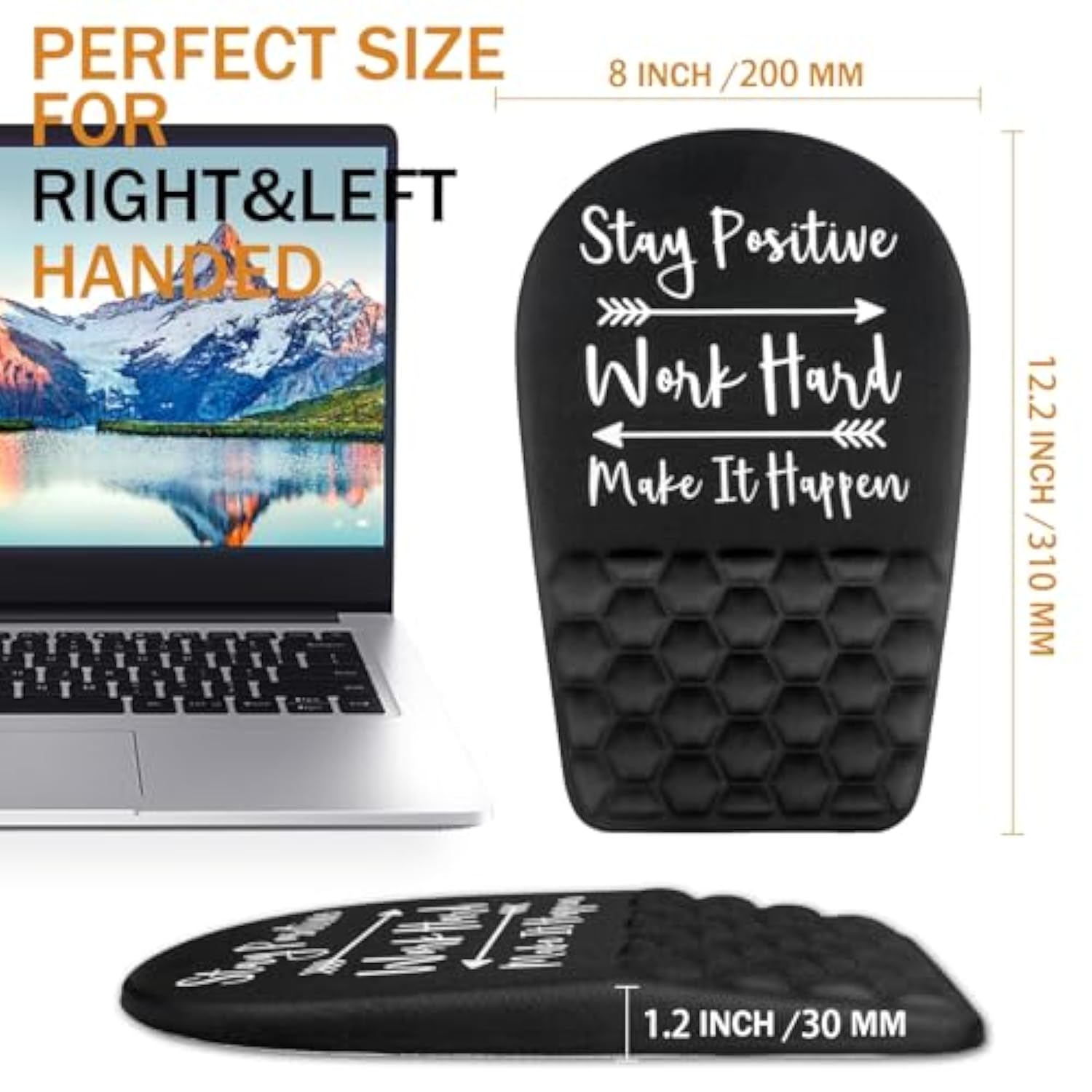 Ergonomic Mouse Pad Wrist Support,Upgrade Mousepad With Massage Design,Non-Slip Pu Base Desktop Mouse Pads For Pain Relief, Computer, Office & Home,12 X 8 In?F-Inspirational Quote?