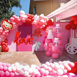 143 Pcs Valentines Day Balloons Arch And Garland Red Pink White Balloons Red Heart Love Aluminum Film Balloon Valentine'S Day Party Wedding Supplies