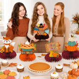 Thanksgiving Table Decor,12Pcs Turkey Pumpkin Fall Centerpieces for Tables