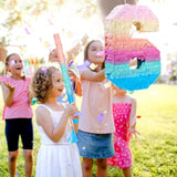 16 Inch Number Piñata Kids Birthday Party Macaron Piñata With Blindfold Stick And Confetti For Unicorn Birthday Wedding Baby Shower Decor(Number 6)