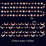 Rose Gold Moon Star Garland Decorations Hanging Twinkle Little Star Birthday Baby Shower Graduation Party Decor Bridal Bachelorette Stars Banner Starry Night Eid Ramadan Celestial Backdrop