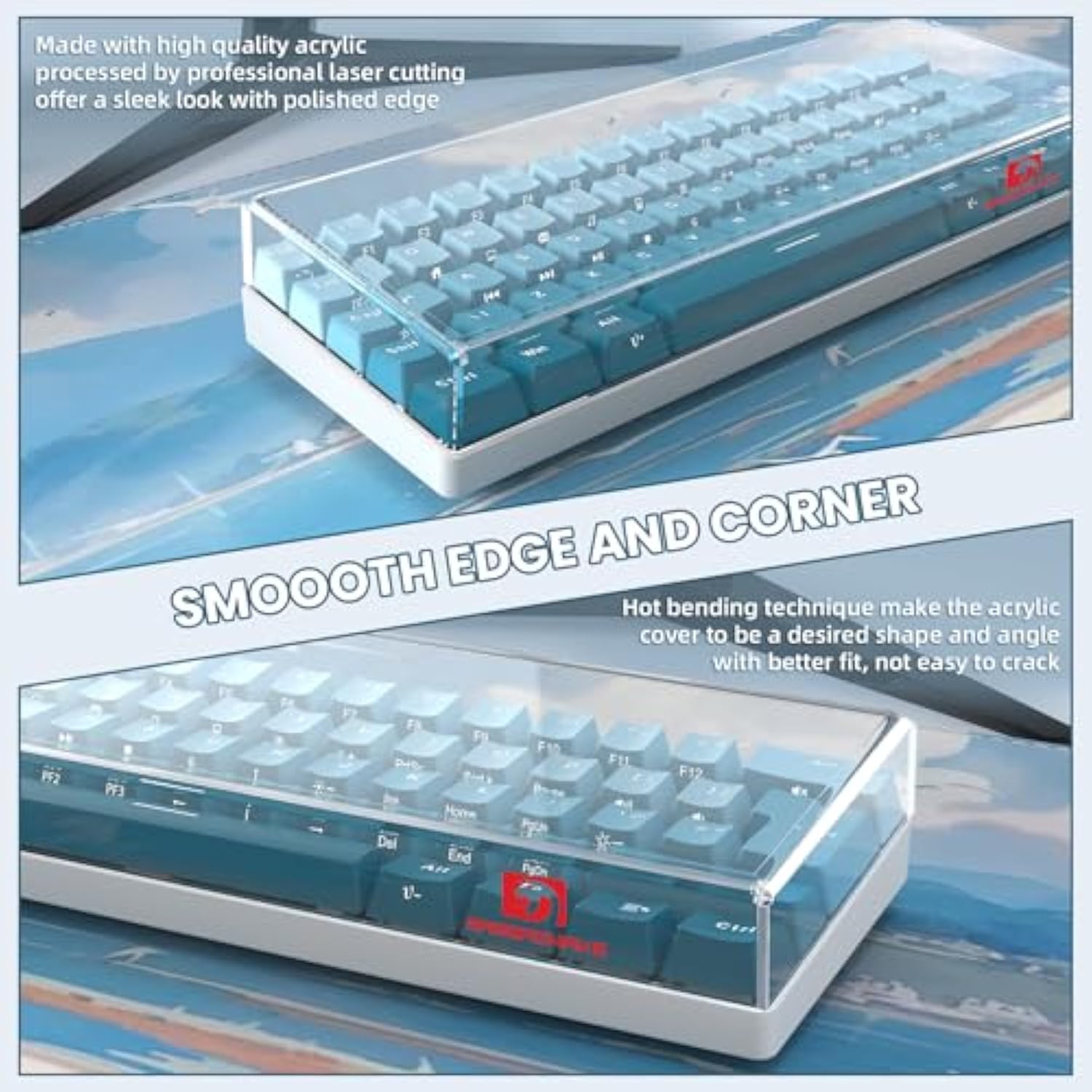 Kc01 Acrylic Clear Transparent Keyboard Cover(11.5*4.1*1.14’’) With Dustproof