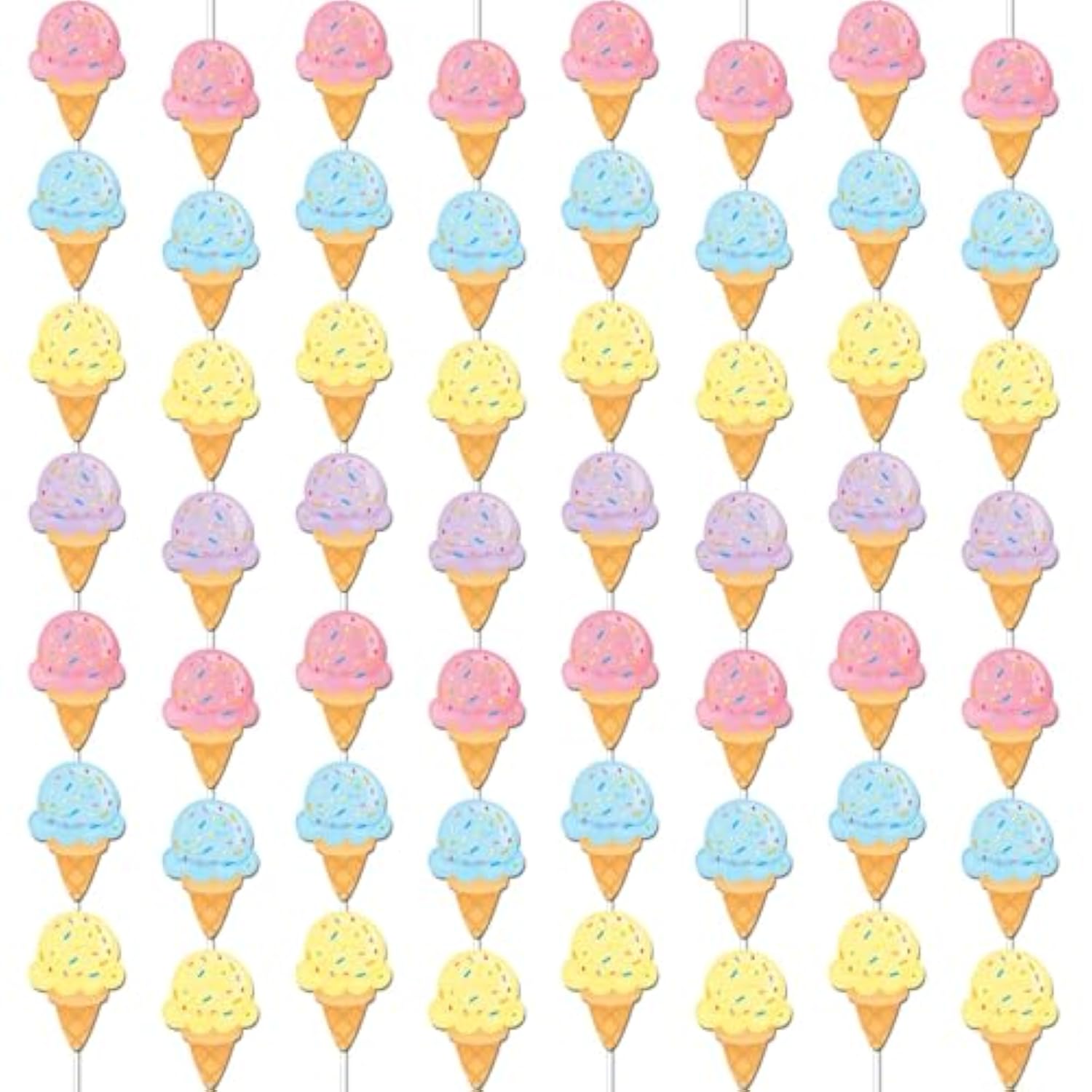 12 Pcs Ice Cream Birthday Party Decorations Pastel Banners Garland Kit Ice Cream Themed Hanging Swirls Streamers Birthday Party String For Summer Beach Baby Shower 1St Girl Favor Party Supplies Decor