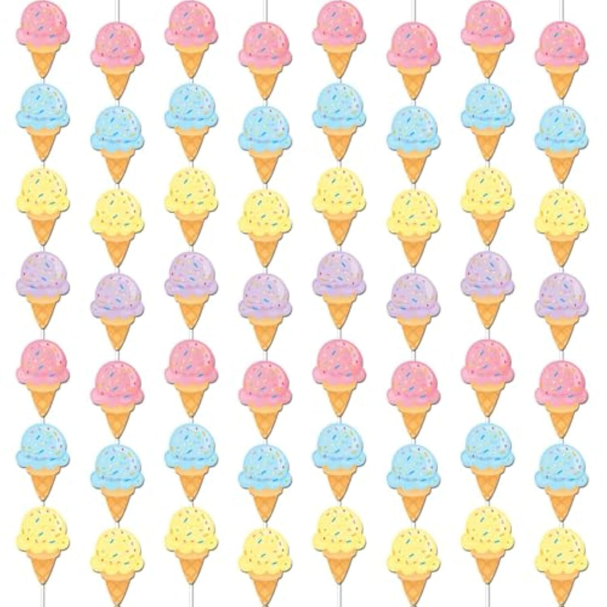 12 Pcs Ice Cream Birthday Party Decorations Pastel Banners Garland Kit Ice Cream Themed Hanging Swirls Streamers Birthday Party String For Summer Beach Baby Shower 1St Girl Favor Party Supplies Decor