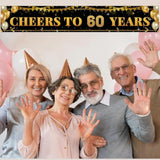 60Th Birthday Decorations For Women & Men - Black Gold 118"X20" Extra Large "Cheers To 60 Years" Banner, Over The Hill Party Decor Indoor Outdoor, 60 And Fabulous Happy 60Th Birthday Sign