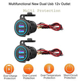[2 Pack] 12V Dual Usb Quick Charger 3.0 Port Waterproof Power Outlet With Power Switch For Car, Golf Cart, Boat, Marine, Bus, Truck, Rv, Motorcycle